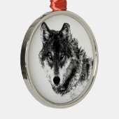 Ornement Rond Argenté Noir Blanc Inspiration Wolf Eyes (Droite)