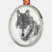 Ornement Rond Argenté Noir Blanc Inspiration Wolf Eyes (Gauche)
