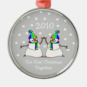 Ornement Rond Argenté Notre premier Noël ensemble 2010 (bonhommes de