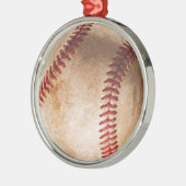 Ornement Rond Argenté Oeuvre De Baseball (Gauche)