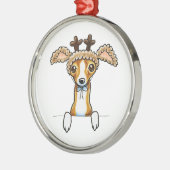 Ornement Rond Argenté Oh Deer Italian Greyhound (Gauche)