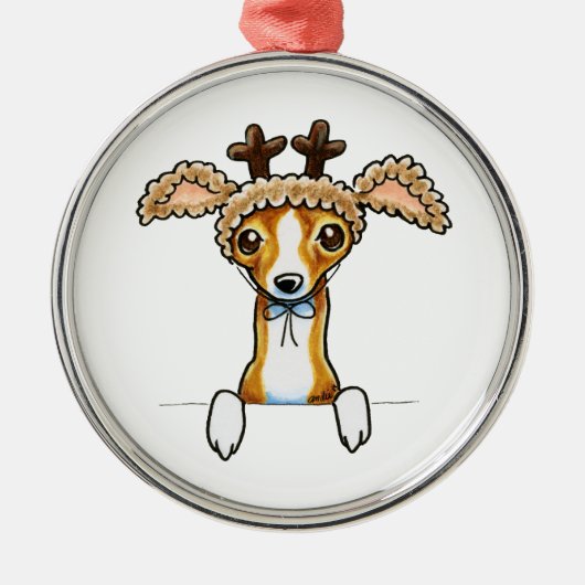 Ornement Rond Argenté Oh Deer Italian Greyhound (Devant)