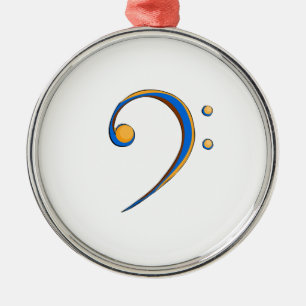 Ornement Rond Argenté Orange et bleu de style décontracté de clef bass