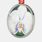 Ornement Rond Argenté Orchidée blanche (Gauche)