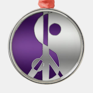 Ornement Rond Argenté Ornement argenté et pourpre de symbole de paix de