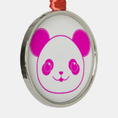 Ornement Rond Argenté Ours rose Kawaii Panda (Droite)