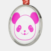 Ornement Rond Argenté Ours rose Kawaii Panda (Gauche)