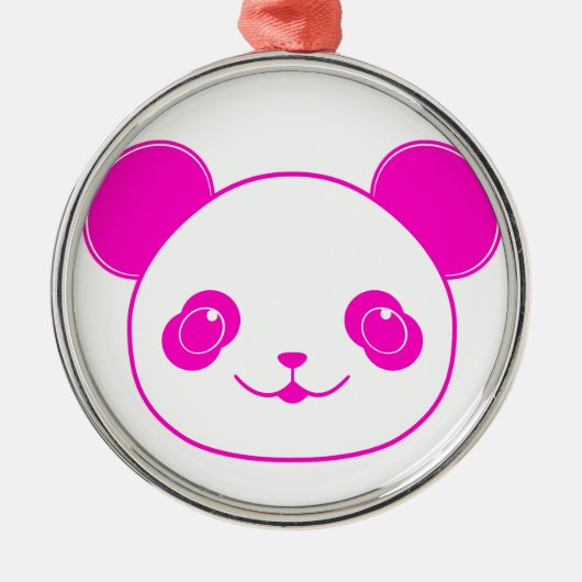 Ornement Rond Argenté Ours rose Kawaii Panda (Devant)