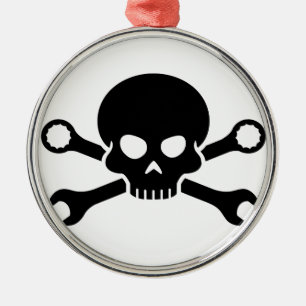 Ornement Rond Argenté Outils du crâne des "n" - vissez le pirate 1 (le