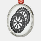 Ornement Rond Argenté Overlapping flower-shaped Genji carts (Gauche)