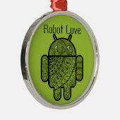Ornement Rond Argenté Pancho Doodle Character pour le robot Android™ (Droite)