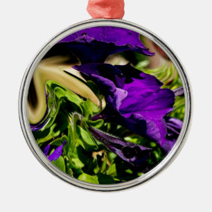 Ornement Rond Argenté Panique violette