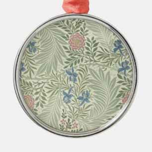 Ornement Rond Argenté Papier peint floral Larkspur de William Morris