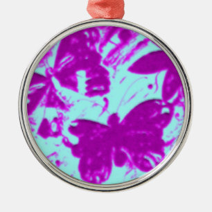 Ornement Rond Argenté Papillon