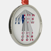 Ornement Rond Argenté Patriotisme effarant : I Love USA Perspective Art (Droite)
