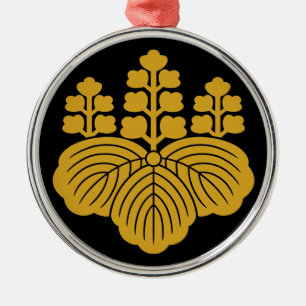 Ornement Rond Argenté Paulownia avec 5&7 floraisons