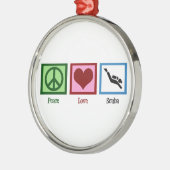 Ornement Rond Argenté Peace Love (Gauche)