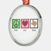 Ornement Rond Argenté Peace Love Texas (Gauche)