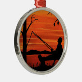 Ornement Rond Argenté Pêche allée (Droite)