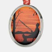 Ornement Rond Argenté Pêche allée (Gauche)