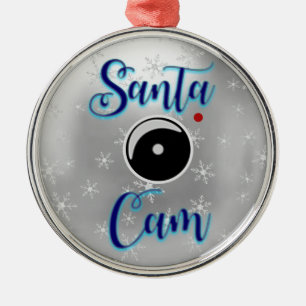 Ornement Rond Argenté Père Noël Cam Christmas Orament/Père Noël Camera S