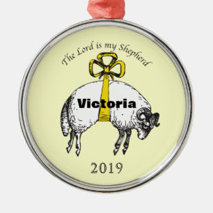Ornement Rond Argenté Personnalisé L'Éternel est mon berger Psaume 23