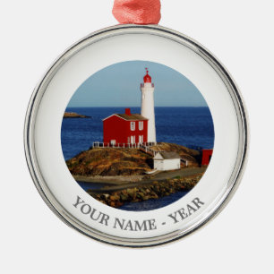 Ornement Rond Argenté Phare de Fisgard