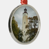 Ornement Rond Argenté Phare de Sandy Hook (Droite)