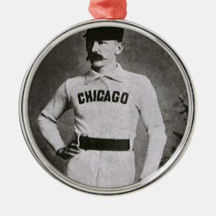Ornement Rond Argenté Photo vintage, joueur de baseball de Chicago Sport
