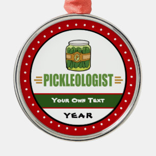 Ornement Rond Argenté PICKLEOLOGIST Funny Pickle Amateurs