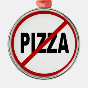 Ornement Rond Argenté Pizza Hate /Pas de Pizza Autorisé Signet