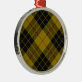 Ornement Rond Argenté Plaque noire jaune tartan MacLeod (Droite)