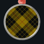 Ornement Rond Argenté Plaque noire jaune tartan MacLeod<br><div class="desc">Clan de MacLeod tartan jaune noir plaid</div>