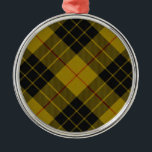 Ornement Rond Argenté Plaque noire jaune tartan MacLeod<br><div class="desc">Clan de MacLeod tartan jaune noir plaid</div>