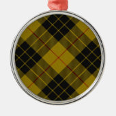 Ornement Rond Argenté Plaque noire jaune tartan MacLeod (Devant)