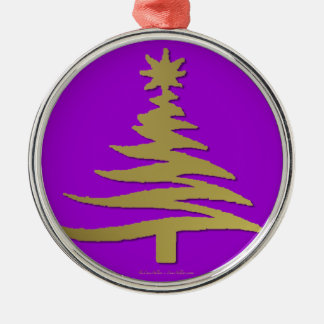 Ornement Rond Argenté Pochoir d'arbre de Noël Or