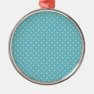 Ornement Rond Argenté Points Bleus-Curaçao Et Polka-Blanc