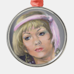 Ornement Rond Argenté Portrait de printemps Portrait Premium Arrondissem