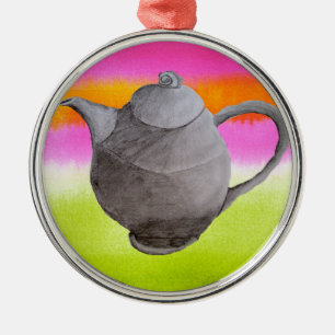 Ornement Rond Argenté Rainbow Teapot partie thé
