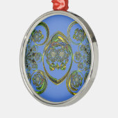 Ornement Rond Argenté Regardez mes courbes bleues (Gauche)