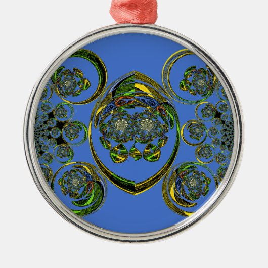 Ornement Rond Argenté Regardez mes courbes bleues (Devant)