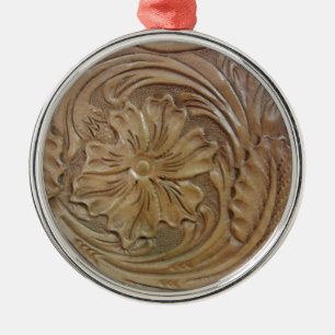 Ornement Rond Argenté Rose sauvage de l'Ouest