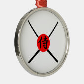 Ornement Rond Argenté SAMURAI - Épée & Kanji (Droite)