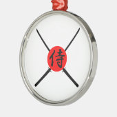 Ornement Rond Argenté SAMURAI - Épée & Kanji (Gauche)