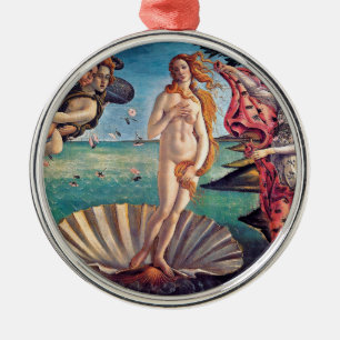 Ornement Rond Argenté Sandro Botticelli - La Naissance de Vénus - Beaux-