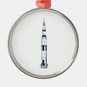 Ornement Rond Argenté Saturn Rocket