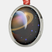 Ornement Rond Argenté Saturne (Gauche)