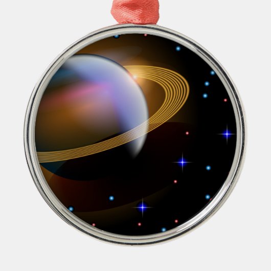 Ornement Rond Argenté Saturne (Devant)