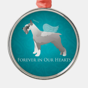 Ornement Rond Argenté Schnauzer Pet Memorial Design