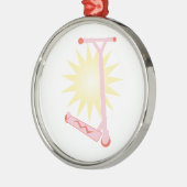 Ornement Rond Argenté Scooter rose (Gauche)